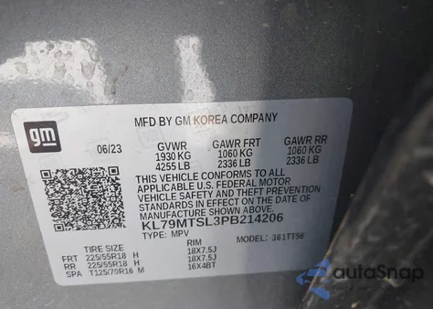 2023 Chevrolet Trailblazer Fwd Rs из США, поврежденный, VIN KL79MTSL3PB214206